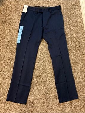 Kenneth Cole Reaction Men's Dark Navy Flat-Front Dress Pants